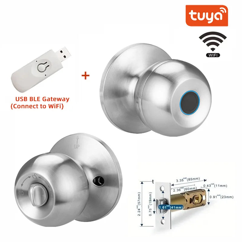 XSDTS With Tuya Biometric Fingerprint Smart Door Lock Electronic Lock  Keyless Security Door Entry Home House Apartment